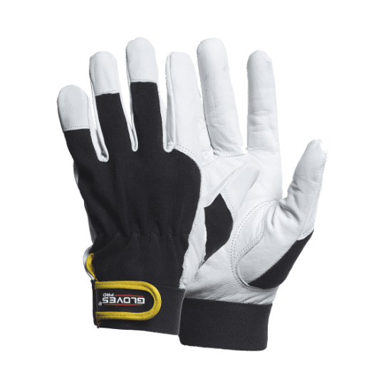 GlovesPro Dex5. Montagehandske med innerhand av mjukt fårskinn och bakhand av 100 procent Bomullsjersey. förstärkta fingertoppar