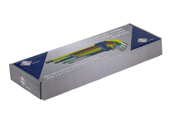 BATO Stiftnyckelsats färgad XXL-JUMBO lång med kula 2-19mm. 13 delar.