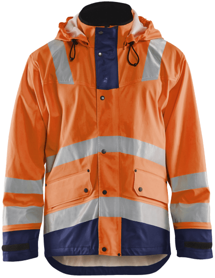 Blåkläder 43022003. Regnjacka varsel Level 2 med huva.