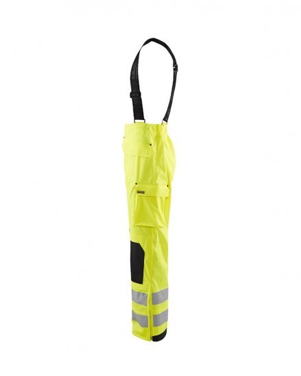Blåkläder 13022003. En slitstark regnbyxa i varselfärger med stretchfunktion.