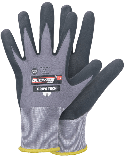 GlovesPro Grips Tech. Montagehandske med innerhand i sandaktig nitrilskum