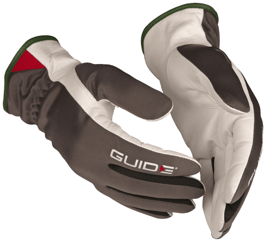 Guide 341 Skärskyddshandskar B i kevalr, getskinn och polyester.