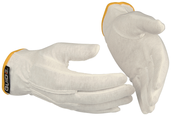 Guide 549 bomullshandskar PVC vinyldots.