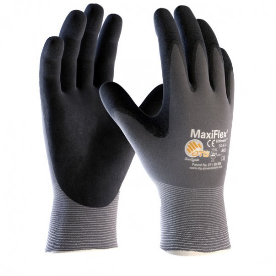 Fingertoppsdoppad MaxiFlex handske i nylon och lycra med ett mikroskumöverdrag av nitril