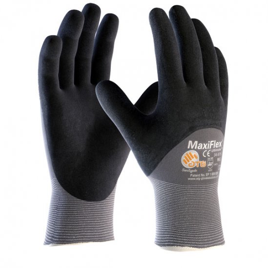 Tunn gummerad MaxiFlex handske i nylon, lycra och skummad nitril